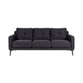 **Czarny sofa z trzema poduszkami na metalowych nóżkach**